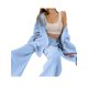 thumbnail image 3 of VISgogo Conjuntos de pijamas para mujer, cárdigan de manga larga de color sólido con cinturón + conjunto de pantalones largos elásticos de cintura alta VISgogo  moda, 3 of 6