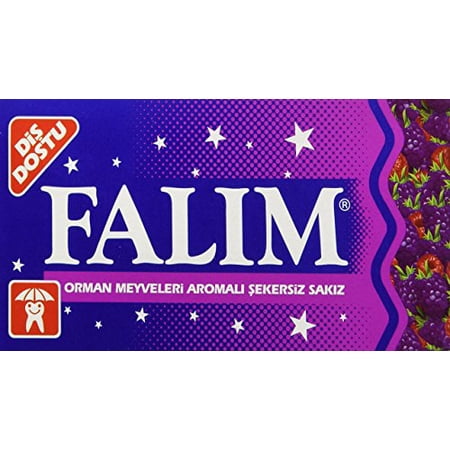 Falim Sugarless Plain Gum Individually Wrapped, Forrest Fruits Flavored, 100 Piece