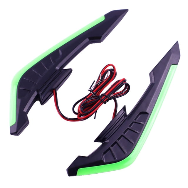 BUYISI Motorcycle Winglet Aerodynamic Spoiler Wing Decoration 12V Cold Light Led Green