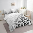 thumbnail image 3 of Castle Fairy Teens Gradient Cheetah Print Twin Bedding Sets 7-Piece,Black Grey Ombre Bedding Comforter Set Microfiber,Abstract Bling Glitter Breathable Sheet Sets,Super Cozy Room Decor,Reversible, 3 of 8
