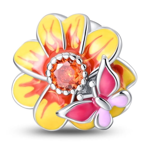 Butterfly - Loving - Flower Beads Charm, Compatible with Most Bracelet, Charm for Bracelet