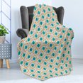 thumbnail image 4 of Teal Soft Flannel Fleece Throw Blanket, Abstract Geometric Pattern Eastern Oriental Symmetric Design Print, Cozy Plush for Indoor and Outdoor Use, 50" x 60", Mustard Teal and Grey, by Ambesonne, 4 of 5