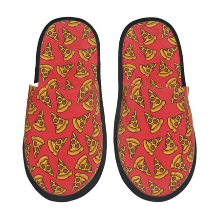 

Rateoe Pizza Cartoon Pattern Fuzzy Slippers Fuzzy Soft House Slippers Plush Furry Warm Cozy Open Toe Fluffy Home Shoes-Medium