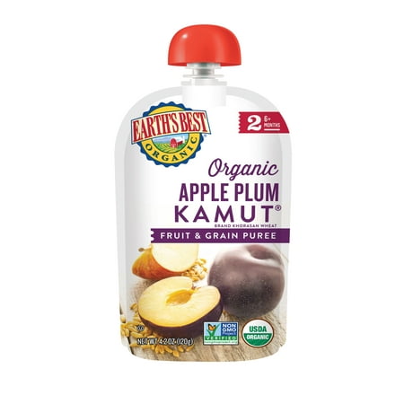 Earth's Best Organic Apple Plum Kamut Fruit & Grain Puree 6+ Months - 6 PK, 4.2 OZ