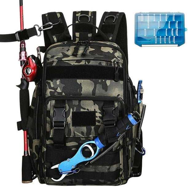 AIMTYD Fishing Tackle Backpack Storage Bag Outdoor Shoulder Backpack  Waterproof Cross Body Sling Bag Fishing Gear Bag with Rod Holder 