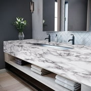 Caltero Marble Wallpaper Peel and Stick Wallpaper Black White Marble Contact Paper,24x 78.7