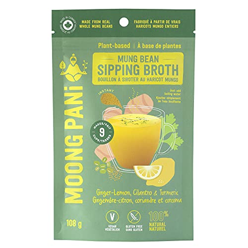 SPROUTED Mung Sipping Broth GINGER, LEMON & TURMERIC Vegan Soup Powder 100 Natural