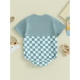 thumbnail image 5 of Suealasg Infant Boy Summer Romper 3M 6M 12M 18M Baby Long Sleeve Checkerboard Print One Piece Jumpsuit Onesie Bodysuit, 5 of 9