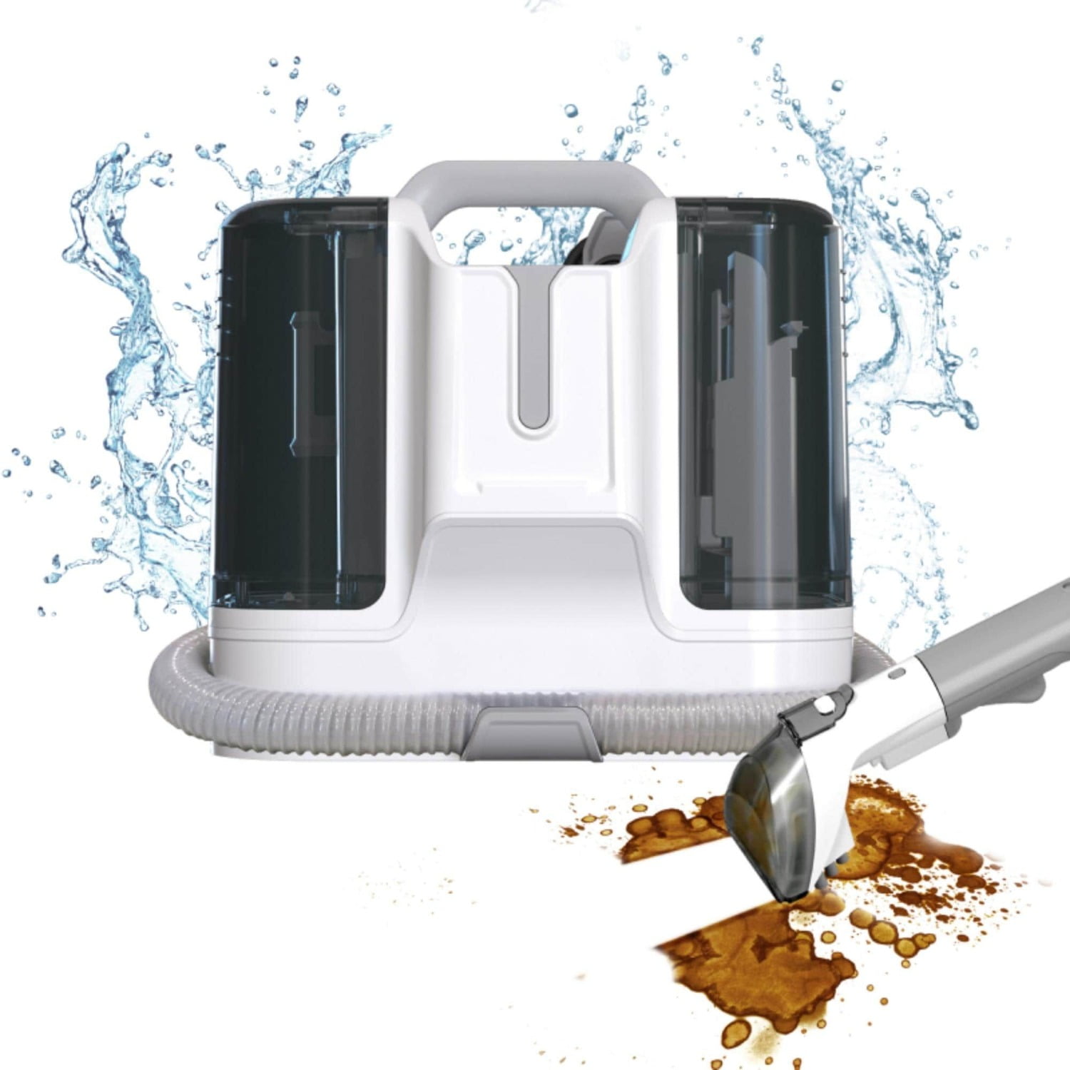 Portable Carpet Cleaner Machine 12000Pa Suction Stain Remover for Pet Hair Upholstery Car White