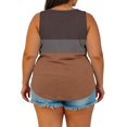 thumbnail image 5 of Zlittlea Plus Size Tops for Women Curved V Neck Sleeveless Wide Strap Three Tone Horizontal Color Block Print Casual Tank Tops for Women Relaxed Fit Everyday Wear Soft Womens Tees, 5 of 9