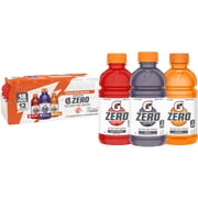 Gatorade Zero Sugar Electrolyte Sports Drink, Fruit Punch, Grape and Orange Variety Pack, 12 fl oz, 18 Count Bottles