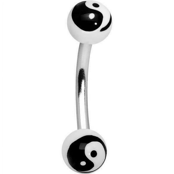 Eyebrow Ring Black and White Yin Yang 16 gauge 8mm