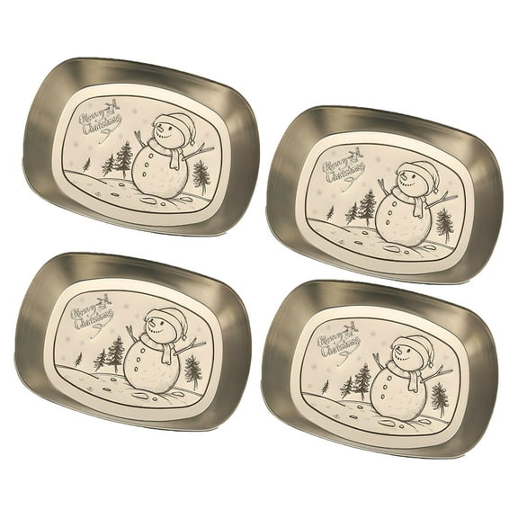 Luxcidy 3PCS Round Christmas Metal Serving Tray, Christmas European Vintage Iron Tray, Holiday Bread Tray for Christmas Decoration