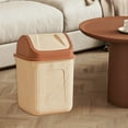 thumbnail image 4 of Flip-Top Square Trash Can with Lid - Odor-Control Plastic Waste Bin for Office, Bathroom, Desk Side & Small Spaces - Compact Garbage Bin for Home & Workspace Organization, 13*9in, Khaki, 4 of 6