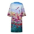 thumbnail image 4 of Robes pour Femmes 2024 Été Surdimensionnée Décontractée Ample Coton Lin Manches Courtes Col Rond Robe Manches Courtes Col Rond Robe Rabais de 50 % Liquidation!, 4 of 5