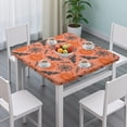 thumbnail image 3 of Elasticized Halloween table decoration with spooky pattern, perfect stretch-to-fit cover for 34x34 inch square tables, features classic pumpkin and ghost motifs, 3 of 6