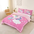 thumbnail image 3 of Metsweet Cute Unicorn Duvet Cover Queen, Cartoon Rainbow Animal Queen Bedding,Pink Reversible,3-Piece,1 Duvet Cover and 2 Pillowcases, 3 of 6