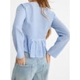 thumbnail image 6 of Biezeib Women Striped Shirt, Elegant Long Sleeve Tie-up Loose Blouse Fall Tops Streetwear, 6 of 6
