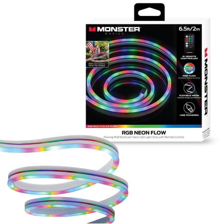 UPC: 0805106893392 | Monster LED 6.5 ft Neon Color Flow LED Multi-Color Light Strip  Indoor  USB Plug-in and Remote