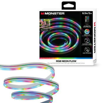 Monster 6.5 ft Neon Flow LED Multi-Color Light Strip, with USB Plug-in and Remote
