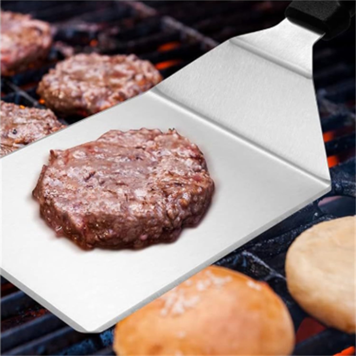 Smashed Burger Press Kit with Stainless Steel Press, Grill Spatula, Seasoning Shaker & Hamburger Patty Papers - Perfect for Blackstone Griddle, BBQs