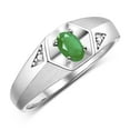 thumbnail image 4 of Rylos  Sterling Silver Classic 6X4MM Oval Emerald & Diamond Ring - Birthstone Jewelry for Men -Size 8, 4 of 8
