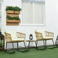 thumbnail image 3 of Resenkos Wicker Bistro Set, 3-Pc Outdoor Rocking Chairs, Glass Coffee Table w/ Cushions, Patio Conversation Set, Perfect for Balcony & Backyard,Cream White, 3 of 12