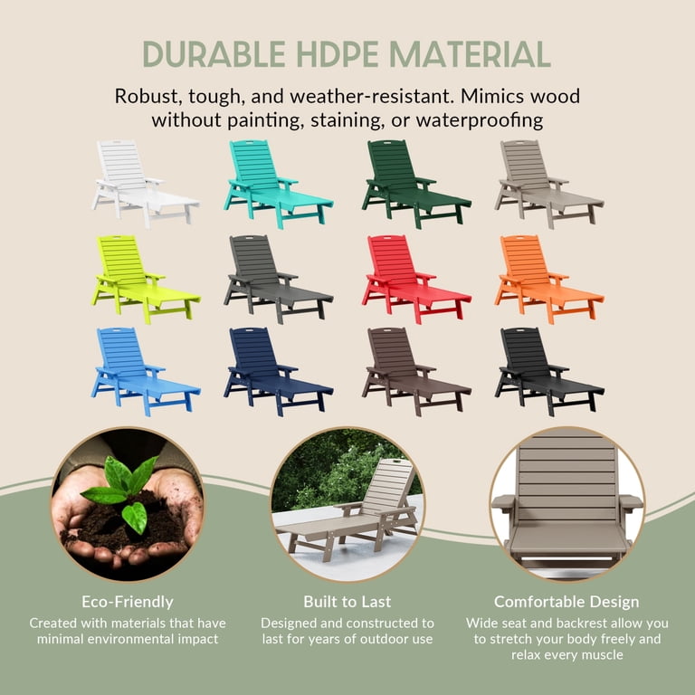 WestinTrends Malibu Chaise Lounge, HDPE Weathered Wood photo 6