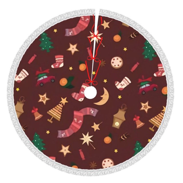Faldas para árbol de Navidad de 48 pulgadas con texto "Merry Christmas", tapete para árbol de Navidad para vacaciones de invierno, falda para árbol de Navidad para decoraciones navideñas rústicas
