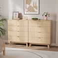 thumbnail image 7 of Garvee 4 Drawer Dresser, 32 Inch Tall Mid Century Modern Dresser Drawers, Waveform Fluted Side Table, Wood Drawer Organizer for Bedroom Living Room, Hallway, Natural Oak, 7 of 7