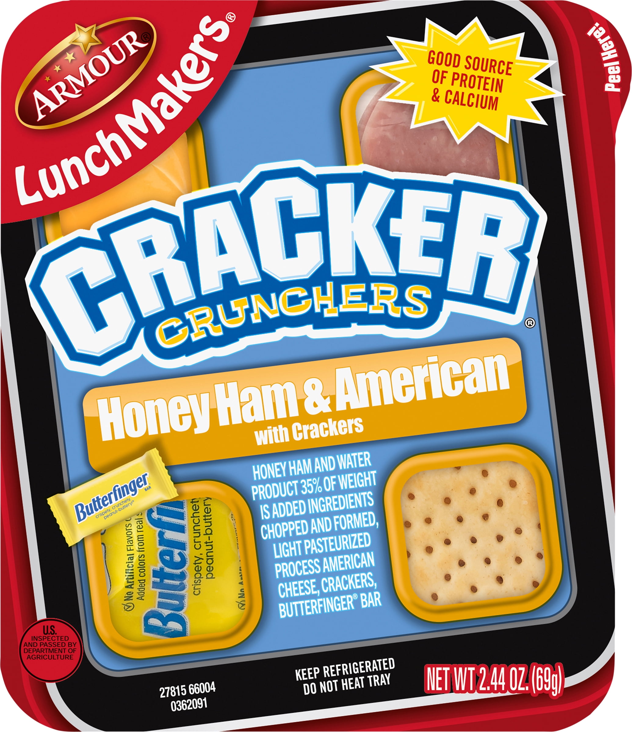 Armour LunchMakers Honey Ham, Crackers & Butterfinger, 2.4 oz Meal Kit Refrigerated