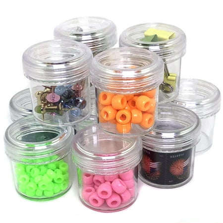 12 Plastic Containers Screw Top for Beads Jewelry Sewing Crafts Buttons Spices Small Items
