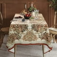 thumbnail image 2 of Paisley Tablecloths,Figured Brown Paisley Tablecloth Rectangle 60 x 120,Wrinkle Resistant and Washable Bohemian Tablecloth,Perfect for Kitchen Dinner,Party,Family Gathering,Festive Dinner, 2 of 5