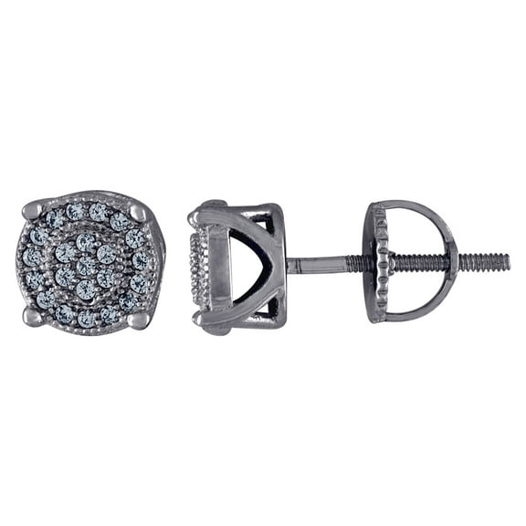 925 Sterling Silver Cubic Zirconia Mens Womens Round Stud Earrings 7x7mm Wide Earring for Men