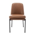 thumbnail image 5 of Wovenbyrd Bentley Modern Dining Chair, Curved Back, Metal Frame, Indoor - Camel Brown Faux Leather, 5 of 11