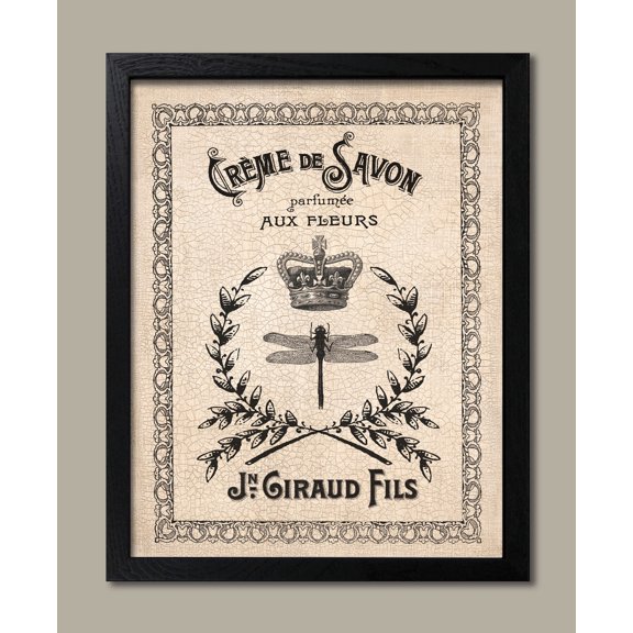 Framed Hotel Bath II Retro French Classic Beautiful Popular Perfume Dragonfly Amazing 11x14