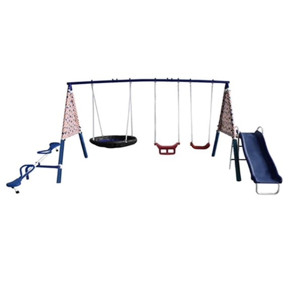 Open Box XDP Recreation Fun Play Set w/See Saw, Super Disc, Swings, & Slide