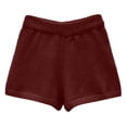 thumbnail image 4 of IWRICH Women's Micro Shorts Knit Low Rise Booty 20s Mini Shorts Solid Color Elastic Waisted Stretchy Homewear Red One Size, 4 of 4