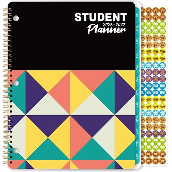 Student Planner 2026-2027 - School Planner 2026-2027 from Jul 2026 - Jun 2027, 9" x 11", Homework Academic Planner with Stickers,  -Wire Binding, 12 Monthly Tabs,  Weekly Lesson Planner