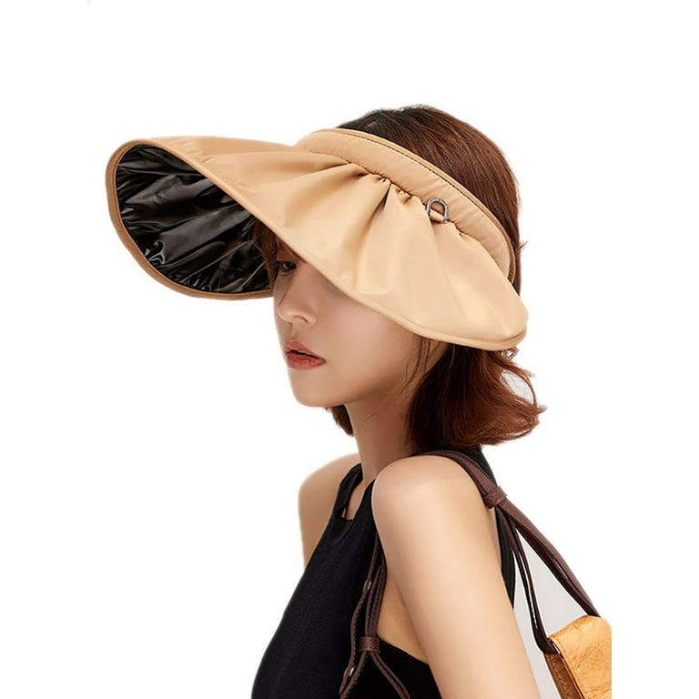 2 in 1 Foldable Summer Wide Brim Sun Visor Hats Headbands for Women Kids  Pink 