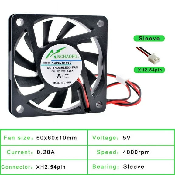 ACP6010 6cm 60mm fan 60x60x10mm DC5V 12V 24V 2pin Ultra thin cooling fan for chassis CPU power router
