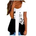 thumbnail image 1 of ICHUANYI Clearance Women's Summer Fashion Flower Print Short Sleeve Top T-shirt(White, XXL) ICHUANYI WER2023080903454, 1 of 5