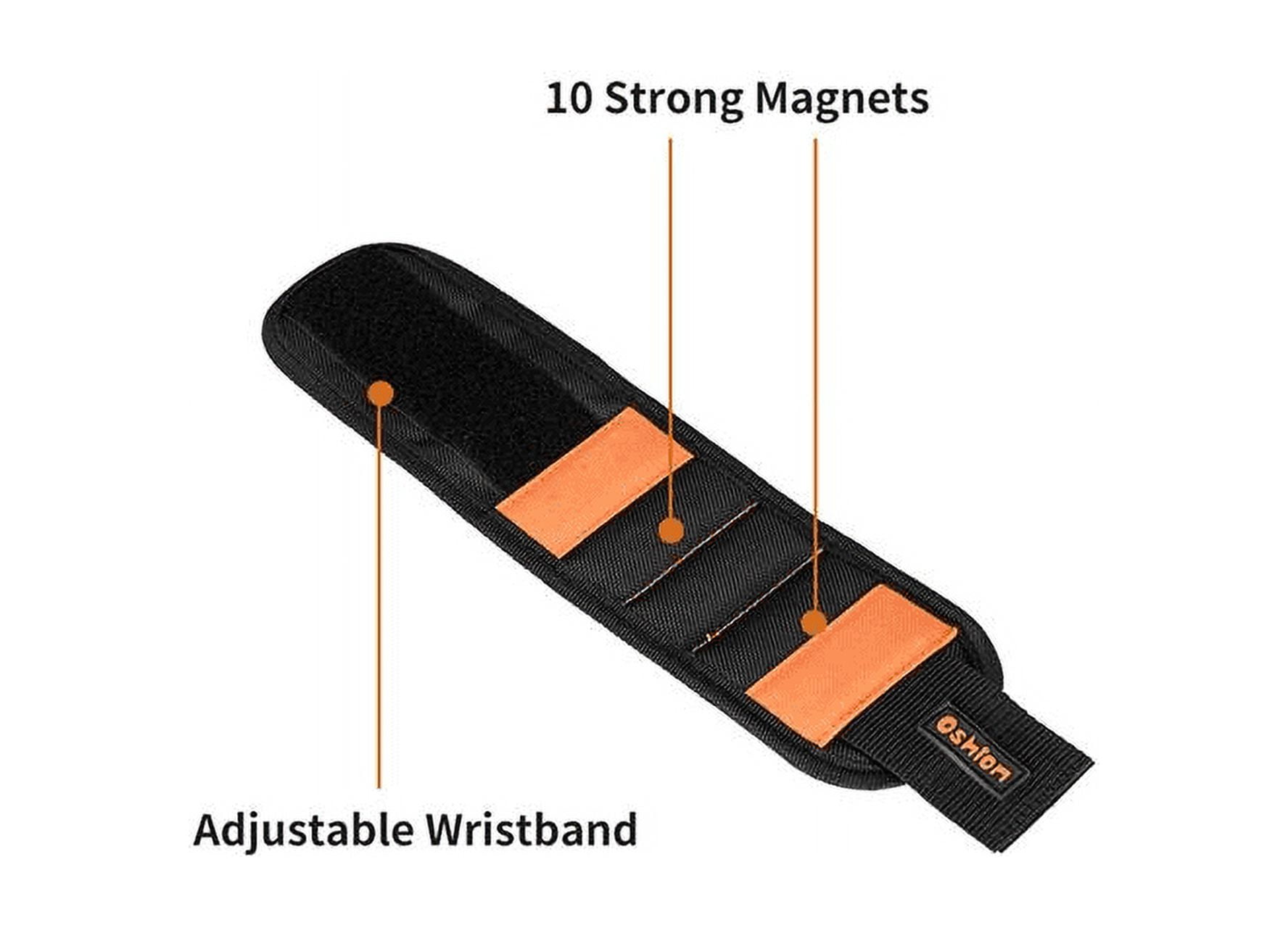 Magpie Magnetic Wristband - 10 Extremely Powerful Magnets for Holding Screws Nails and Drill Bits Made of Enhanced Nylon for Lightweight and Durabilit