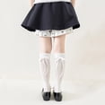 thumbnail image 3 of Girls Knee High Socks Lightweight Knitting Stocking Ruffle Crew Solid Color Long Socks Cut Bow Kids Toddler Dress Sock, 3 of 4