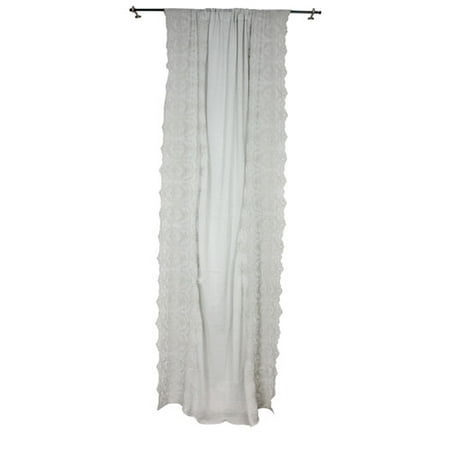 Gray Cotton Side Embellished 55 X 102 Inch Curtain Panel