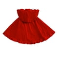 thumbnail image 5 of UTSJKR Women Hooded Velvet Christmas Cape, Ruffled Edge Cloak with Pom‑Pom Decor, Short Poncho Outerwear for Holiday and Little Red Riding Hood Dress‑Up Red, 5 of 9