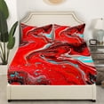 thumbnail image 3 of YST Red Marble Bed Set Scarlet Bed Sheets Set, Watercolor Sheet Set Queen Abstract Marbling Sheets, Geometric Swirl Top Sheet Lightweight Room Decorative, 3 of 5