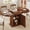 Walnut, variant on iPormis Extendable Round Dining Table for 4-6, 59'' Modern Kitchen Table with 2-Tier Storage Shelf, Wood Door, MDF Board, Space Saving Oval Dinner with Sturdy Pedestal Base, Kitchen, Dining,Black