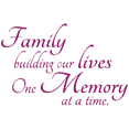 thumbnail image 1 of Family building our lives one memory at a time. Vinyl Decal Sticker Quote - Large - Purple, 1 of 3