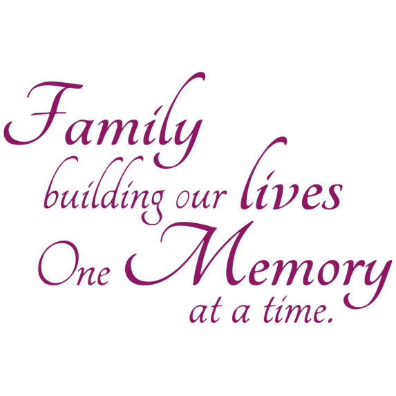 Family building our lives one memory at a time. Vinyl Decal Sticker Quote - Large - Purple